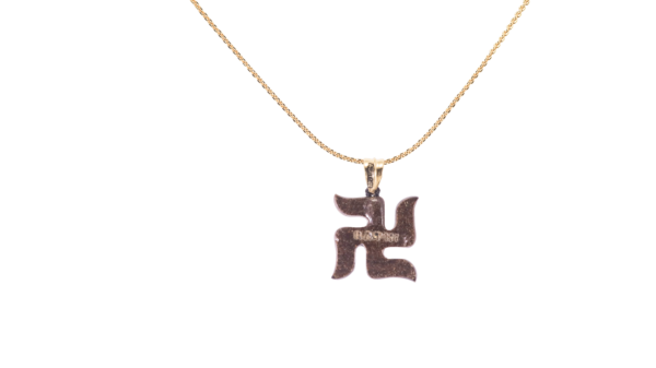 Back Side Coconut Shell Swastik Design Pendant