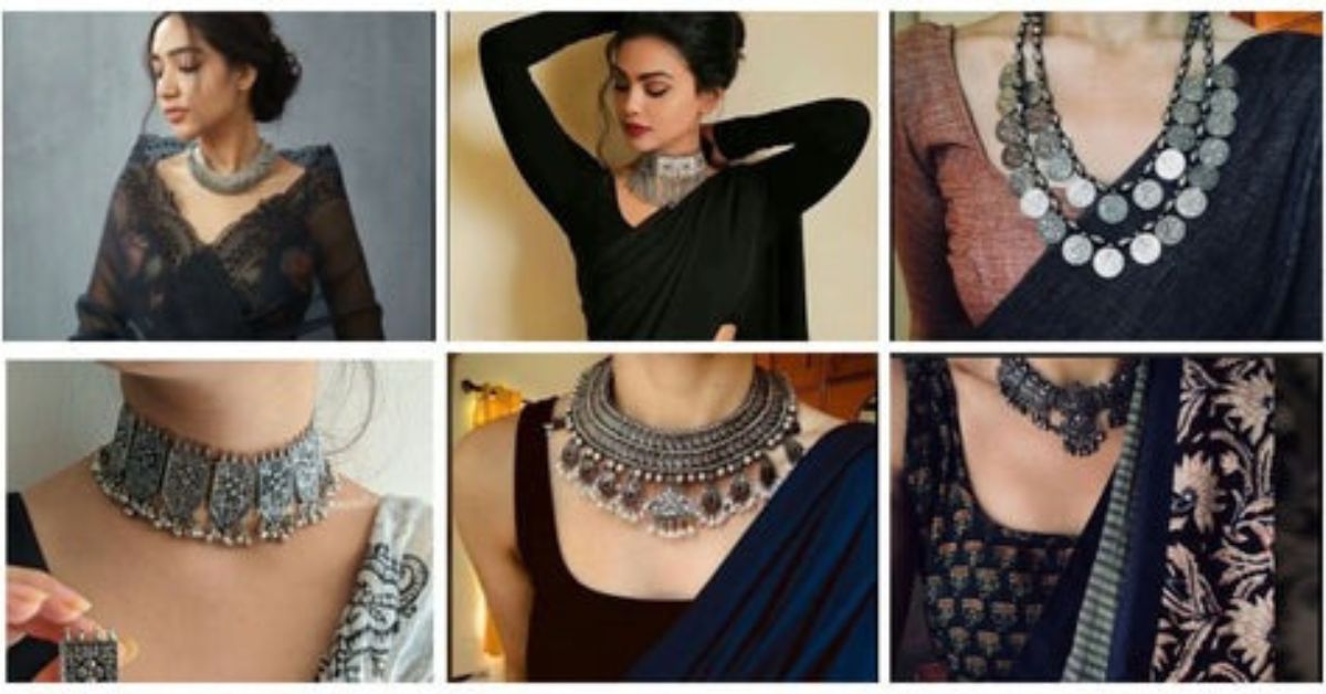 what jewellery to wear with black saree​
